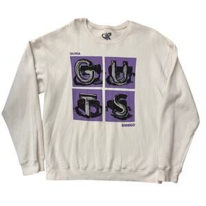 Olivia Rodrigo Guts Official white purple crewneck sweatshirt tour merch Large